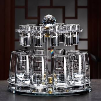 Crystal Glass Liquor Cup Dispenser, Household Shot Glass Drinking Cup Set with Scale, Light Luxury Wine Set for Wholesale