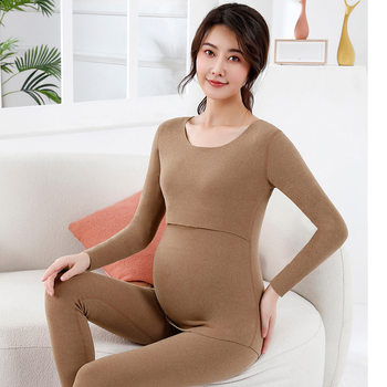 A generation of fever de velvet seamless pregnant women's thermal underwear fleece-lined nursing autumn pants nursing clothes 557
