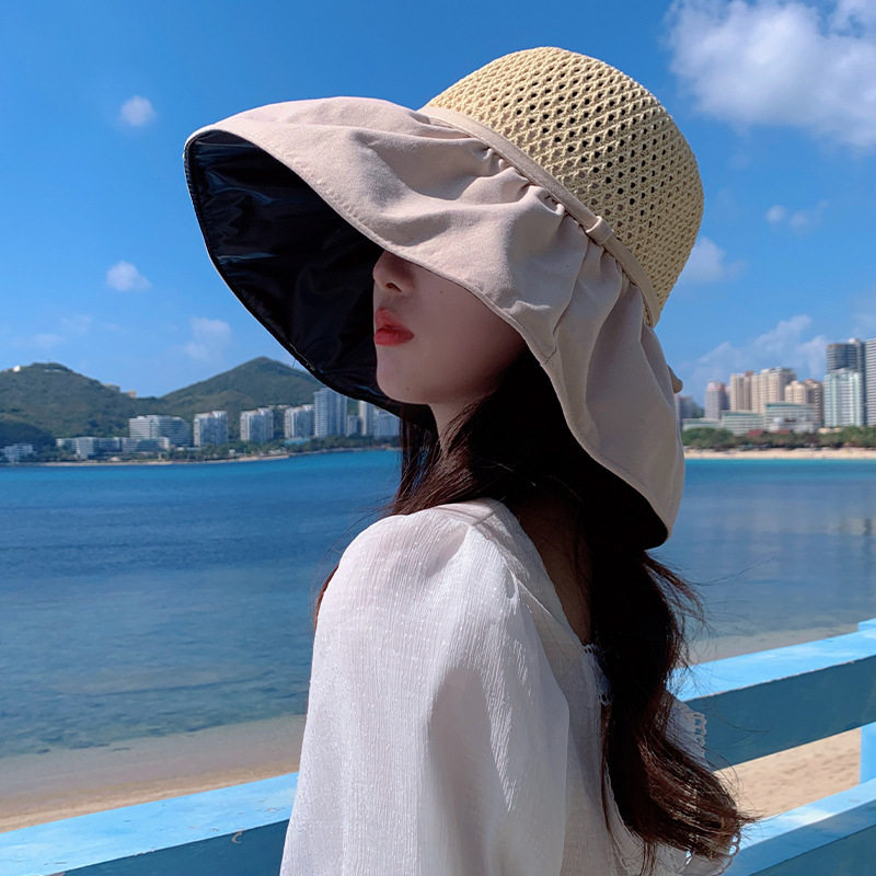 Mũ Cói Nữ Chống Nắng Chống Tia UV Vành Rộng Thời Trang Đi Biển Màu Be, Đen, Hồng, Nâu...