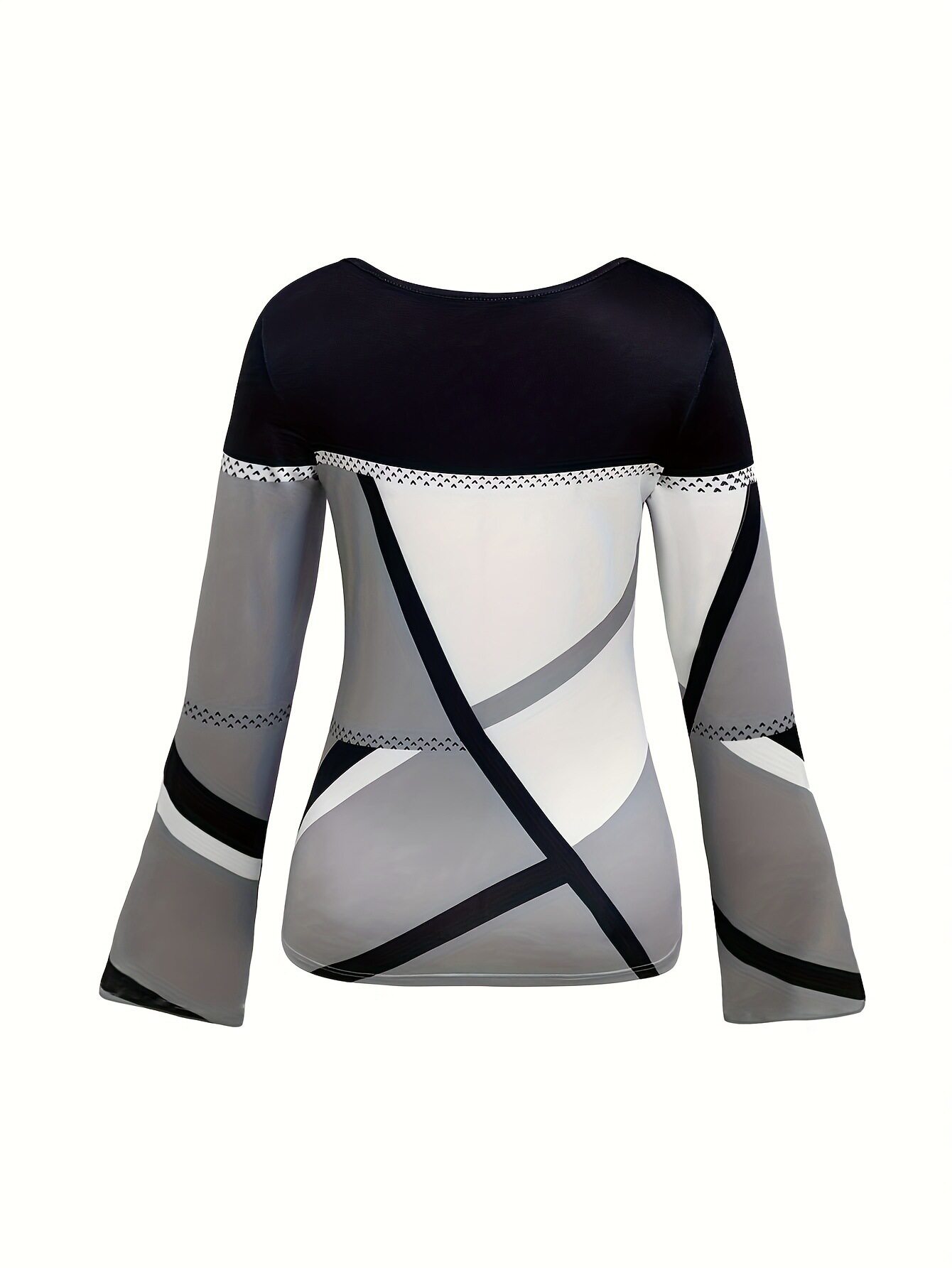 Womens Slim Fit Printed T Shirt Casual Style Flared Sleeves Autumn Fashion Perfect for Everyday Wear Wholesale