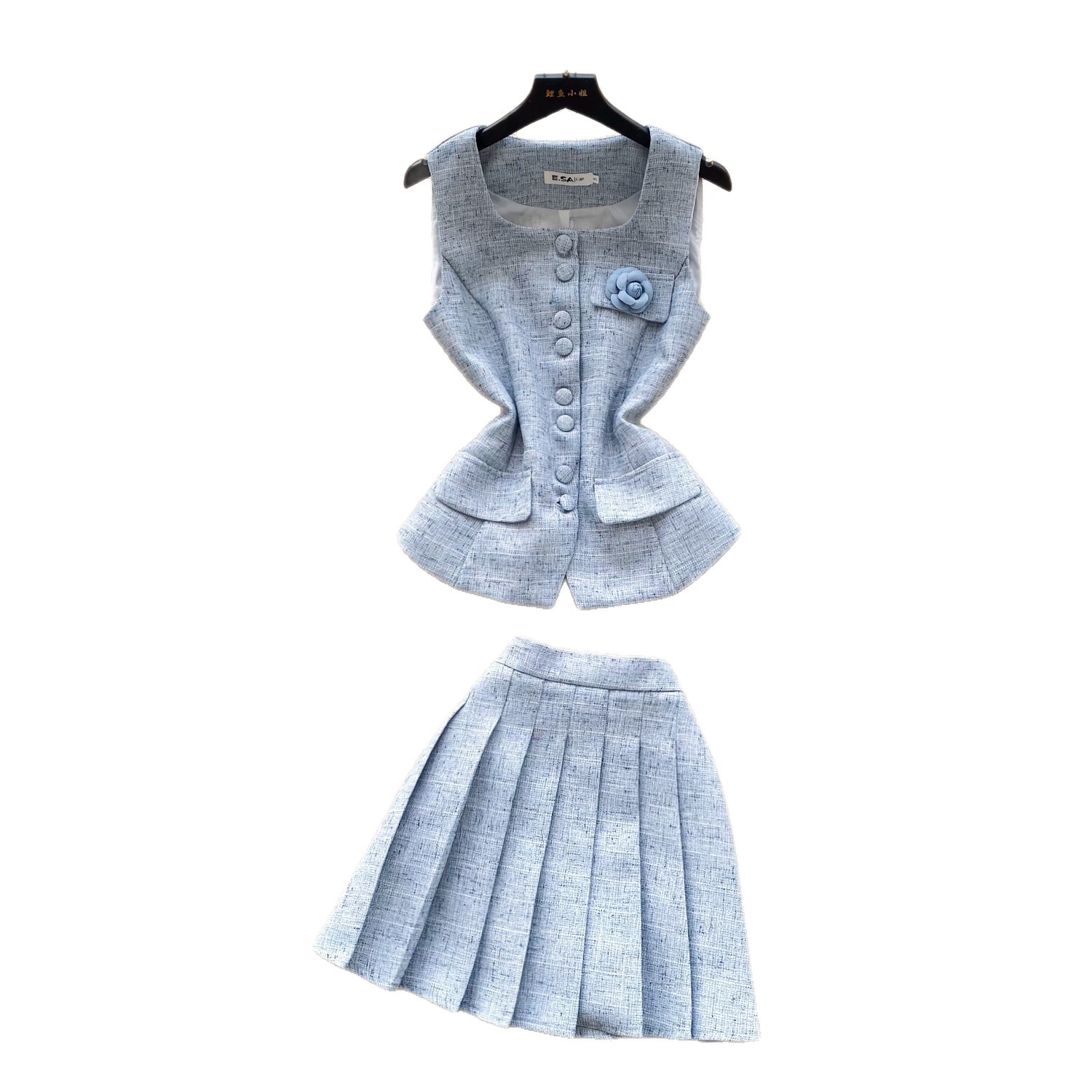 Chic Sleeveless Vest and Pleated Skirt Set Lightweight Versatile Elegant Summer Casual Outfit Wholesale Available