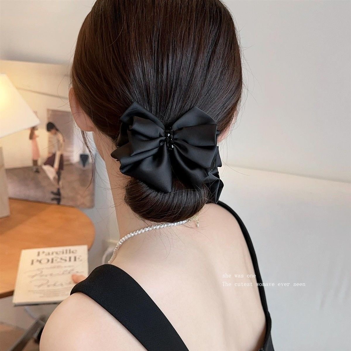 Black Bow Ball Hair Accessories High-End 2025 New Shark Clip Full Back Head Hairpin Hair Accessories for Women
