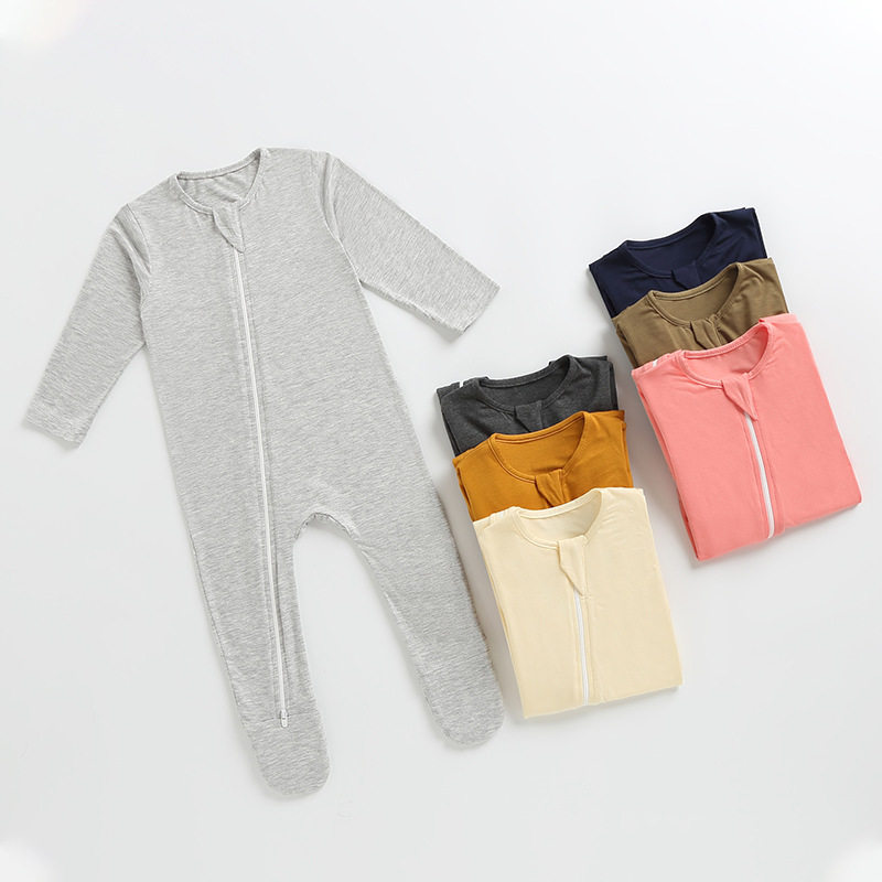 Baby Jumpsuit Bamboo Fiber Long-Sleeved Pajamas Newborn Clothes Spring Newborn Boy Romper Spring and Summer