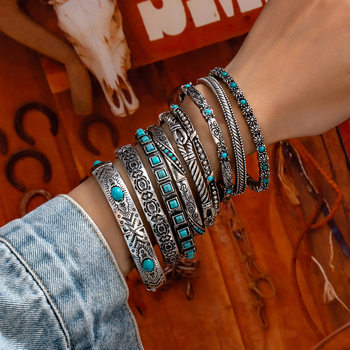 Qingdao Daiwei Jewelry Western Cowboy Style Stackable Heart-Shaped Round Print Bracelet Women's Daily Fashion Bracelet