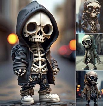 Cross-border Halloween skull doll decoration sweater trendy street skull design home courtyard decoration creative