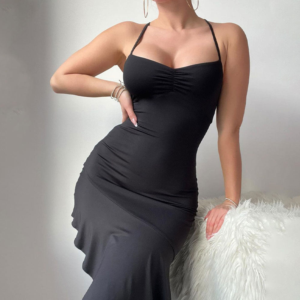 Summer Black Dress Elegant Sleeveless Design Chic Style High Quality Fabric Perfect for Parties and Special Occasions