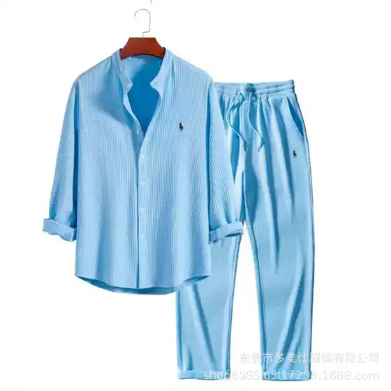 2026 European and American Aliexpress Foreign Trade Independent Site Men's Casual Loose Multi-Color Beachwear Cotton and Linen Short-Sleeve Two-Piece Set
