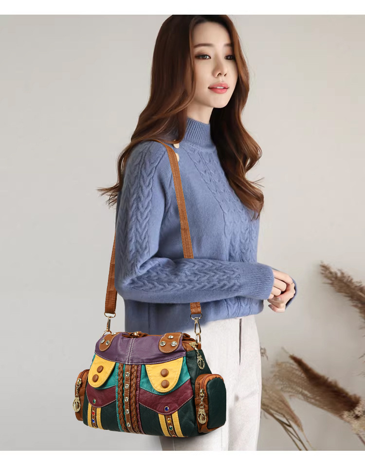 Túi tote nữ da mềm đáy rộng đựng nhiều đồ, có quai đeo chéo — màu đen, màu vàng
