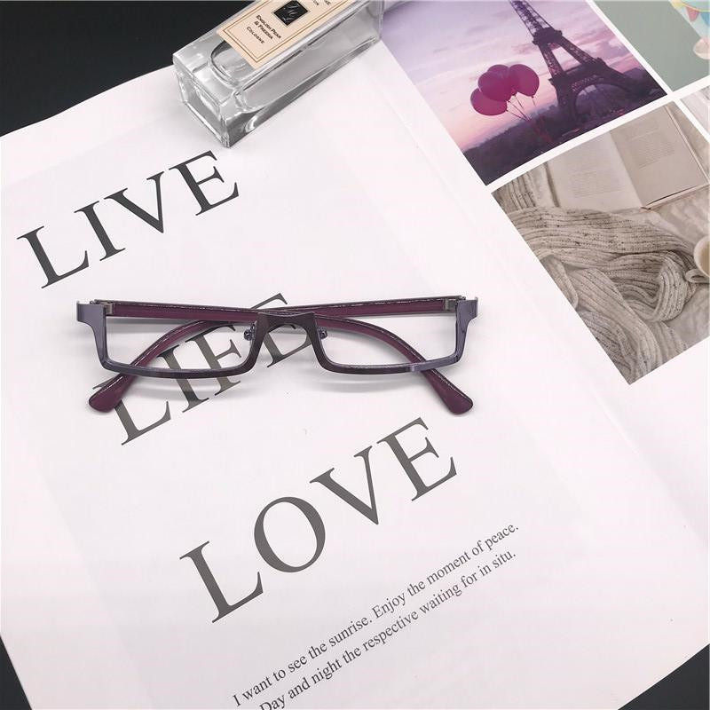 Anime COS Japanese Soft Girl Black Square Oval Half-Frame Glasses Metal Selfie Second Dimension Lower Half-Frame Glasses Frame