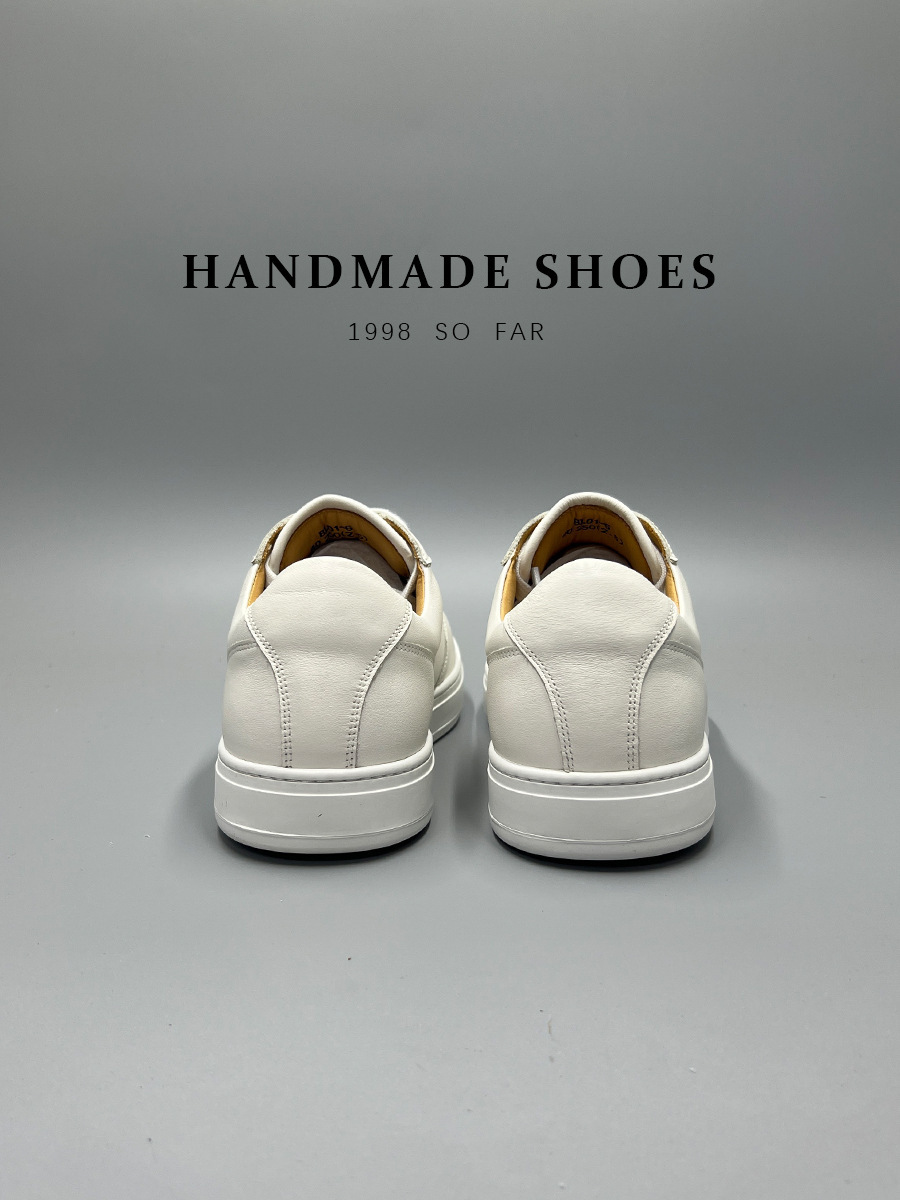 Giày sneaker nam da bò lớp đầu tiên đế bằng đệm khí cổ điển dễ phối — Màu nâu, Màu đen, Màu trắng