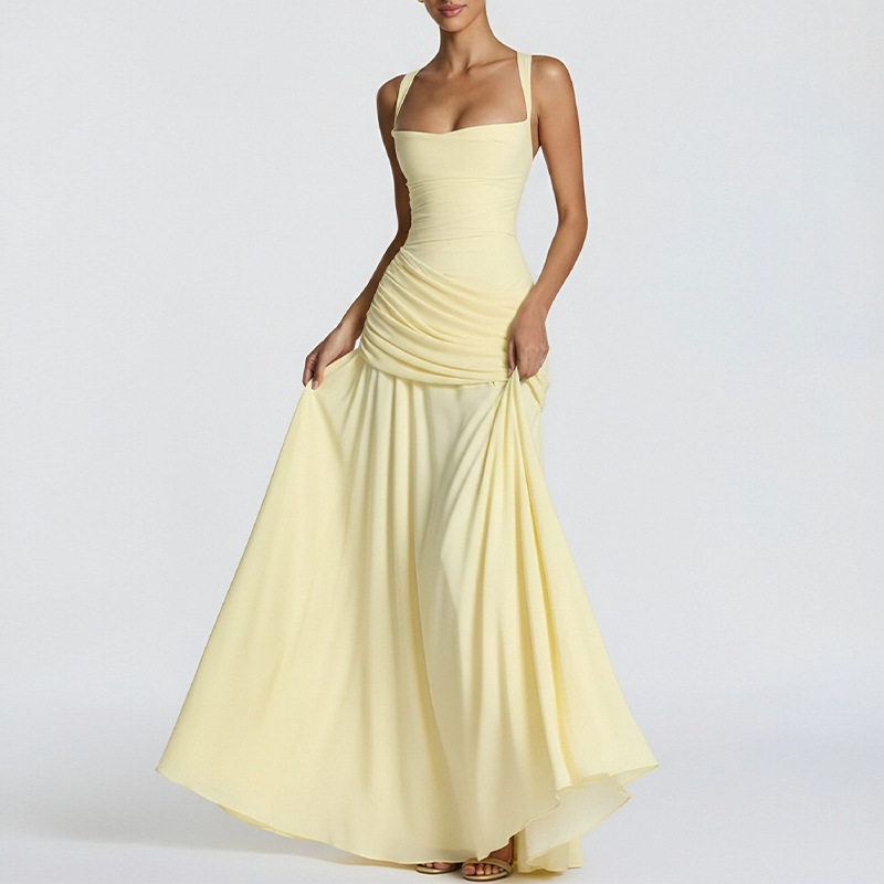Summer Womens Dress Elegant Sleeveless Waist Defined Flared Design Perfect for Parties and Events Wholesale