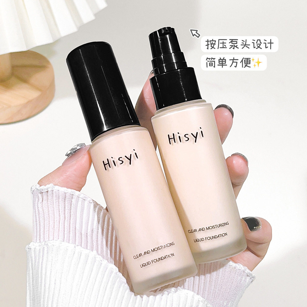 HISYI Clear and Moisturizing Foundation Liquid Not Sticking Powder Naturally Brightens Skin Color Lightweight Makeup Isolation BB Cream Makeup Front Milk