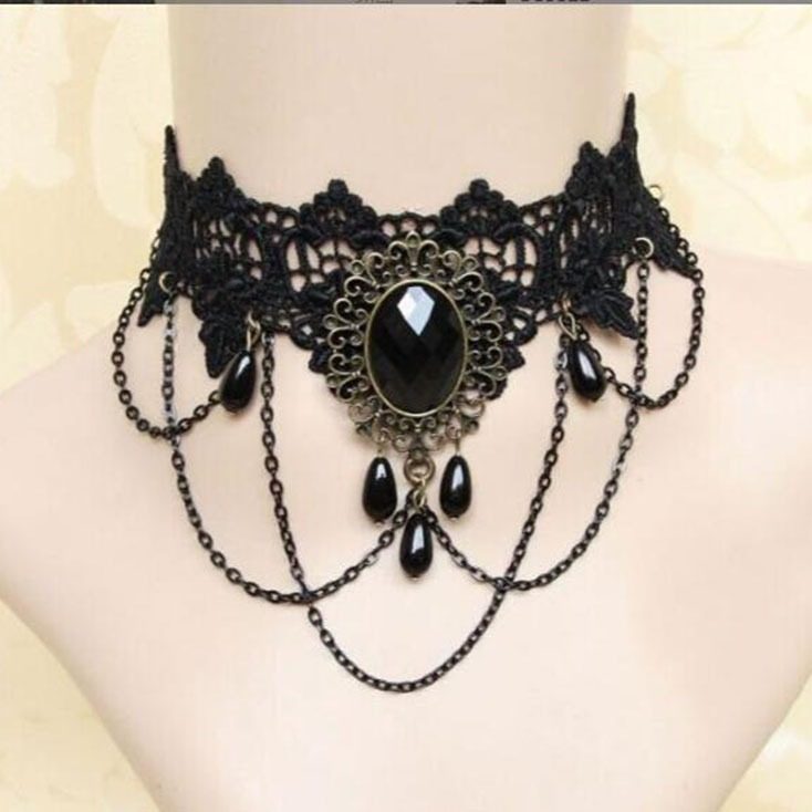Cross-Border Accessories Female Palace Gothic Sexy Choker Lace Necklace Choker Clavicle Chain Flower Lace Neck Strap