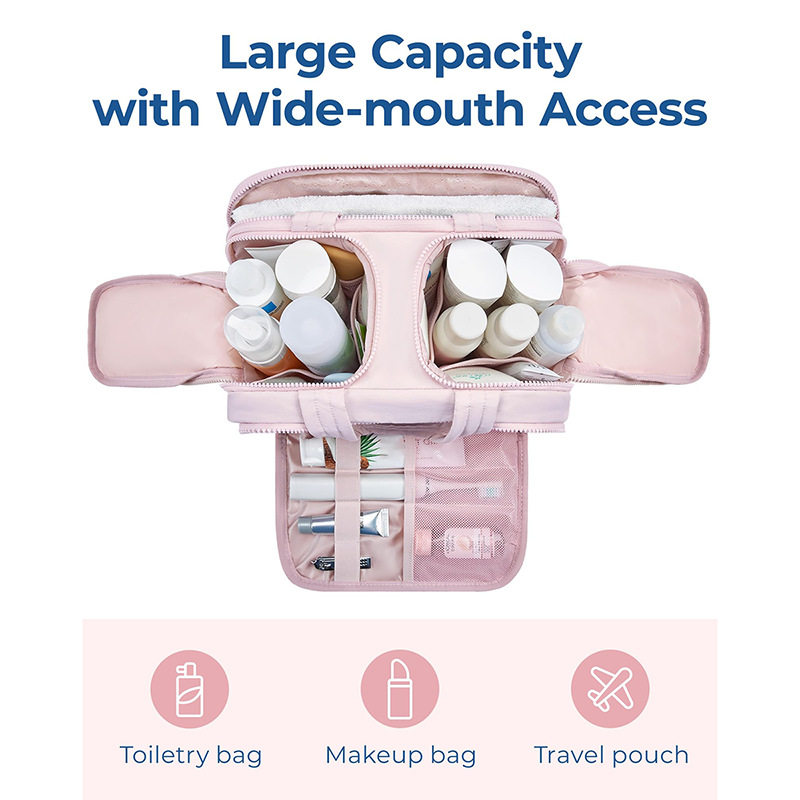 Feihong Cross-Border Large-Capacity Cosmetic Bag Convenient Portable Toiletry Bag Fluffy Large Wide Opening Cosmetic Toiletry Bag