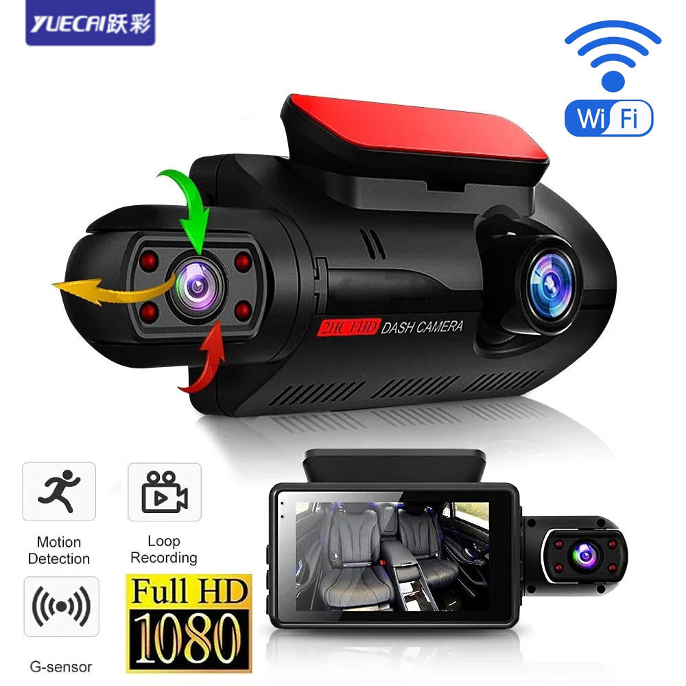 A68 HD 1080P driving recorder with WIFI mobile phone interconnection car front car double lens rotating lens