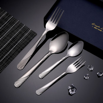 Wholesale student canteen stainless steel spoon dessert fork spoon stainless steel fruit fork bead spoon household soup spoon