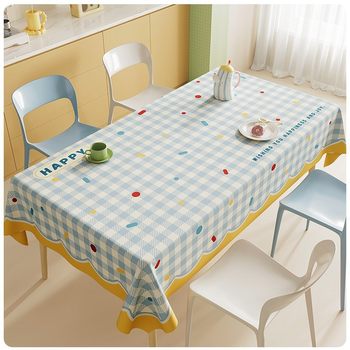 Cream Style Tablecloth Waterproof and Oil-Proof No-Wash 2025 New High-End Pvc Table Mat Rectangular Ins Style Tablecloth