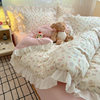 Ins Lovable Style Lace Cotton Four-piece Bedding 100 Cotton Cartoon Quilt Cover Bed Sheet Three-piece Set for Dormitory
