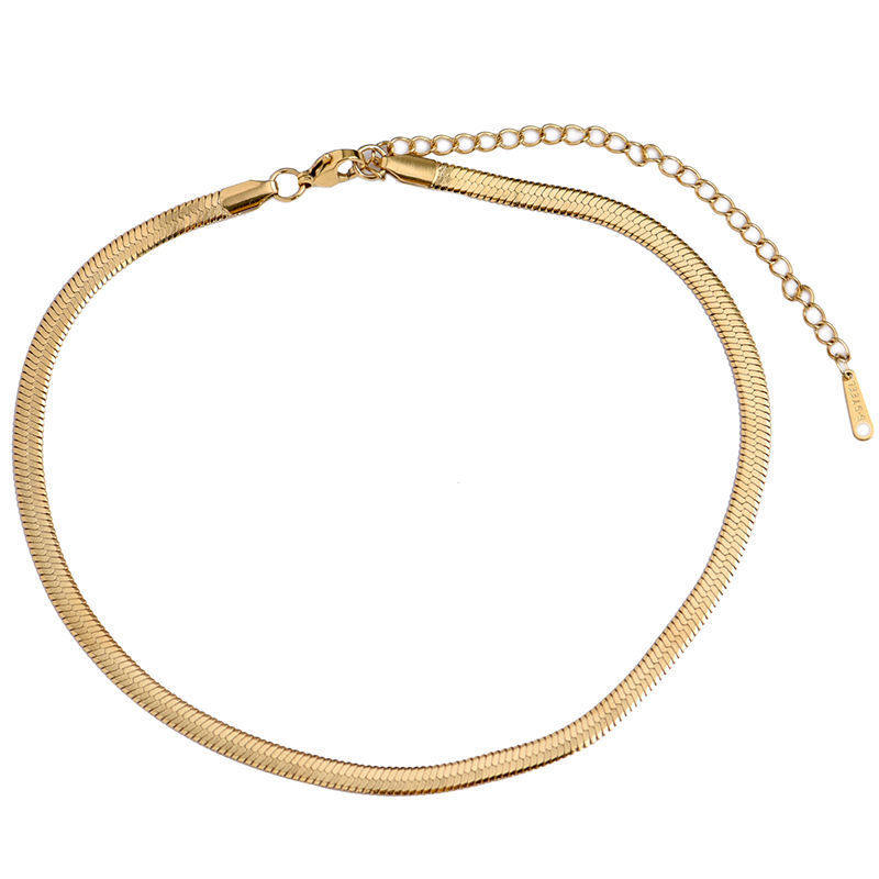 Titanium Steel Non-Fading Pendant-Free Versatile Single Chain Light Chain Titanium Steel Naked Chain with Chain Thin Chain Clavicle Chain Necklace for Bathing