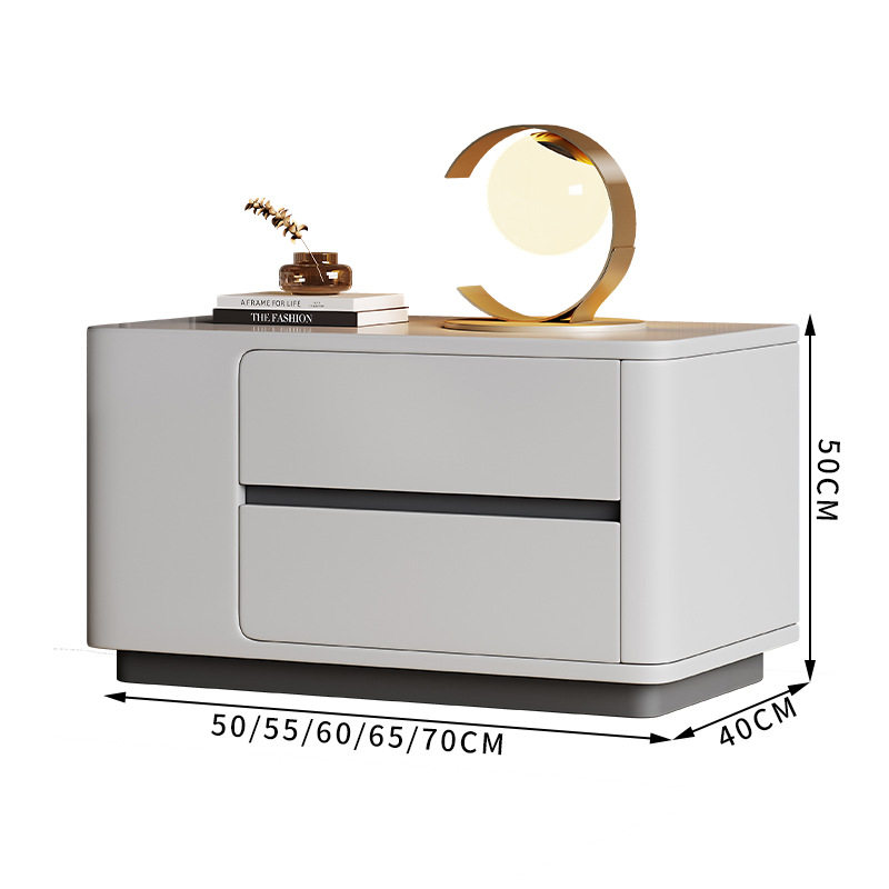 Italian Minimalist Solid Wood Lacquered Bedside Table, Large Size, Simple Modern Home Bedroom Bedside Cabinet with a High-End Luxury Feel