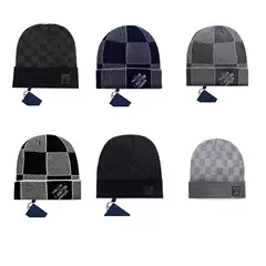 Classic Lettered Leather Label Knit Hat Unisex Wool Hat Autumn and Winter Fashion Trendy Brand Cross-Border Hot-Selling Beanie
