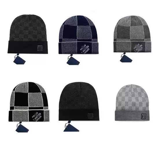 Classic Lettered Leather Label Knit Hat Unisex Wool Hat Autumn and Winter Fashion Trendy Brand Cross-Border Hot-Selling Beanie