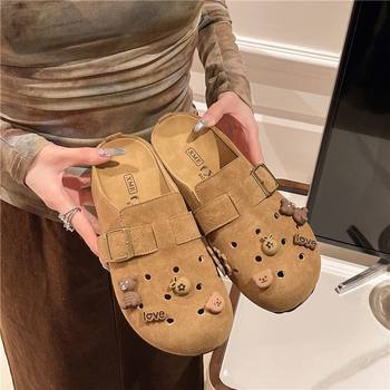 Niche Design Cute Cartoon Baotou Bucken Slippers Women's Summer Wear 2025 New Lazy Flat Sandals