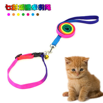 Spot wholesale colorful pet leash dog collar Bell dog walking rope dog chain cat collar supplies