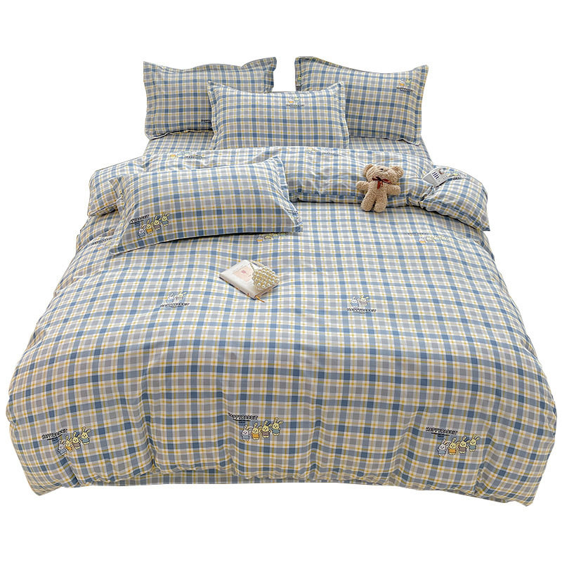 Autumn Four-Piece Bedding Set Pure Washed Cotton New Princess Style Student Dormitory Single Three-Piece Bedding Set