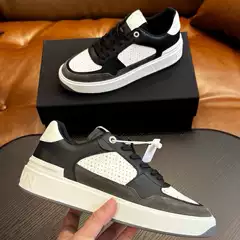 European Station Bar Family Trendy Brand Lace up Casual Men's Shoes Made of Genuine Leather Low cut Comfortable and Versatile Simple Board Shoes Comfortable and Breathable