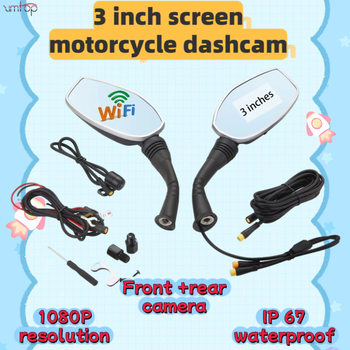 Cross-Border 3inch Front and Rear Dual Recording 1080P Motorcycle Driving Recorder Waterproof Function Wifi App Connection