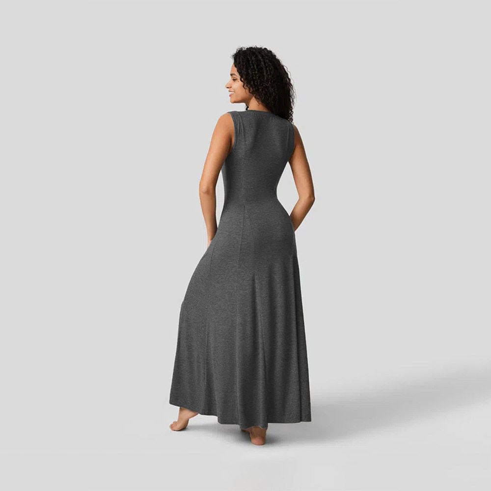 Elegant Casual Knit Dress V Neck Flared Hem Open Front Design Perfect for Spring Summer Events Wholesale Available