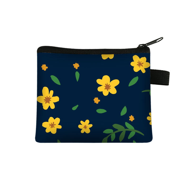 New Floral Coin Purse Women's Portable Card Bag Coin Key Storage Bag Coin Coin Coin Coin Bag Card Bag Small Square Bag