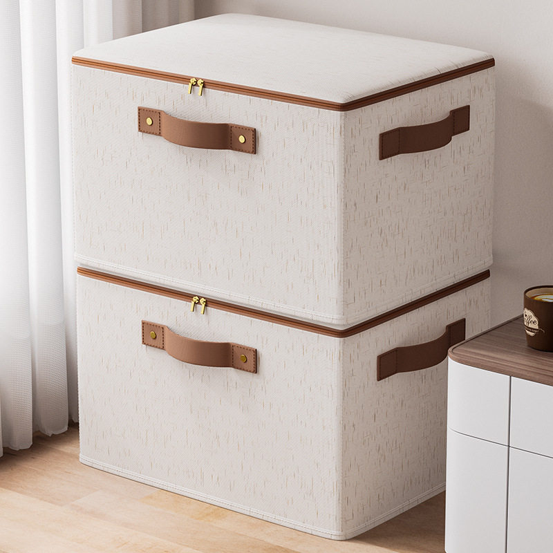 New Tianshan Cotton and Linen Zipper Storage Box Household Bedroom Seasonal Storage Box Dormitory Clothes and Pants Storage Box