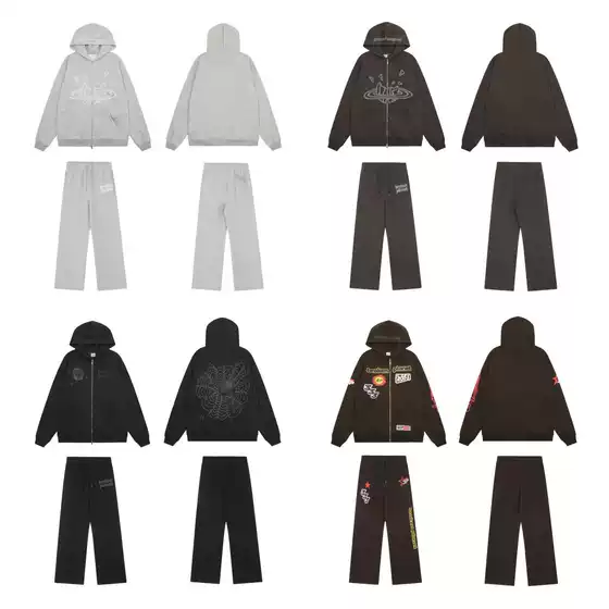 Broken Planet Broken Planet Foam Printed Fleece Suit Loose Zipper Jacket Trendy Casual Pants