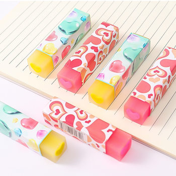 Children's color love eraser Primary School students cute wind learning stationery painting rubber error correction PVC pencil eraser