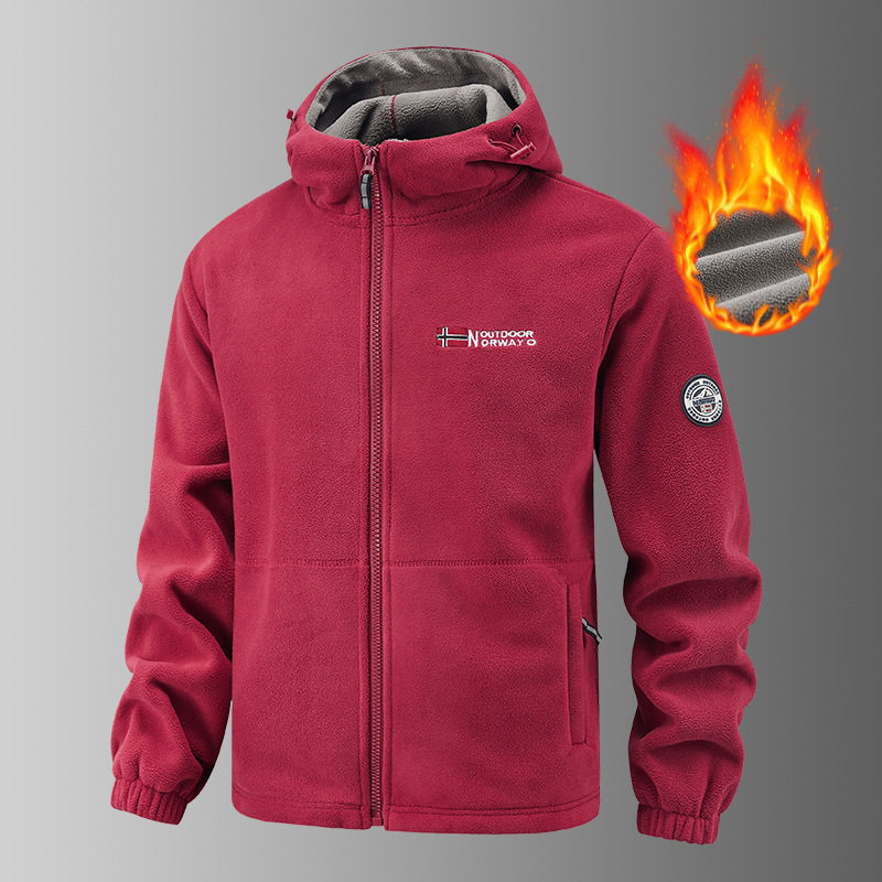 出口挪威大码保暖加厚双层带帽摇粒绒外贸跨境欧码加绒卫衣卫裤潮