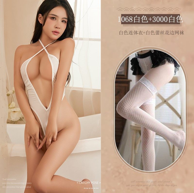 免脱情趣性感内衣镂空系带开档连体衣女火辣免脱制服诱惑睡衣1068