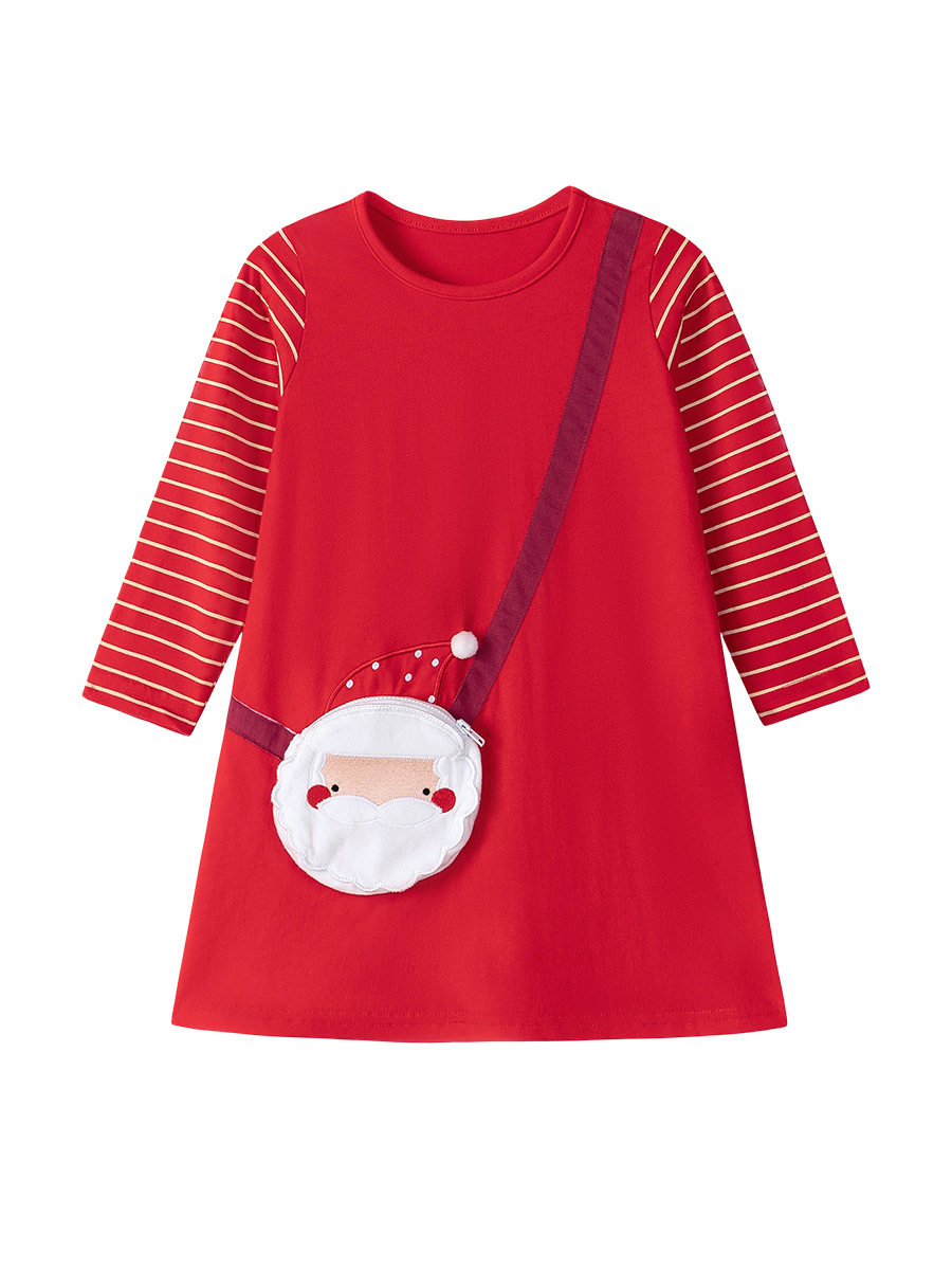 Christmas Style Girls' Dress, Long-sleeve Cotton Kids' Dress for Autumn