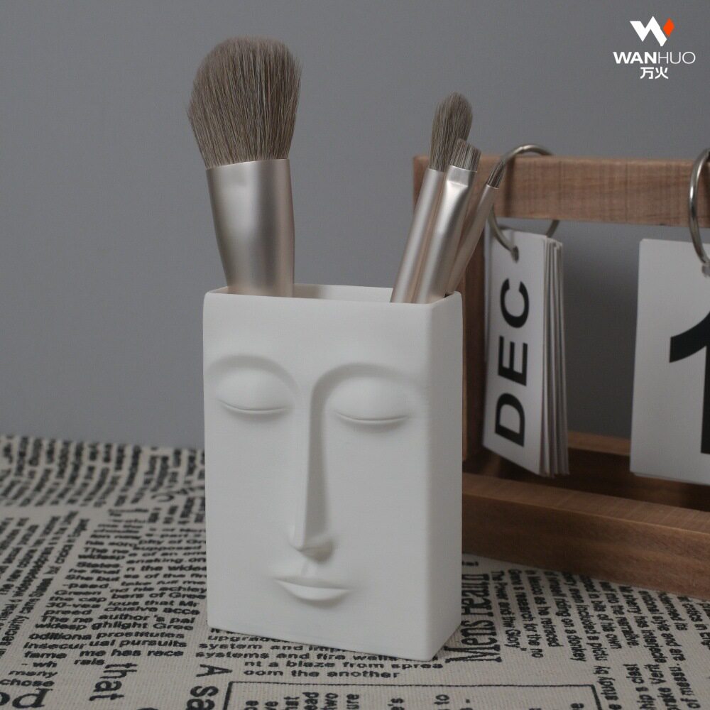 高级感艺术人脸花瓶软装家居装饰品摆件跨境热销3D打印笔筒摆件