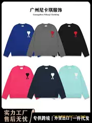 Ami Knitted Sweater Round Neck Small Heart Trendy Brand Female Couple Loose Sweater Top Long Sleeve 25 Years New Cross-Border