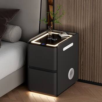 Smart Bedside Table, Light Luxury Home Bedroom Bedside Storage Cabinet, Simple Modern Fully Equipped Floor-Standing Password Lock Bedside Table