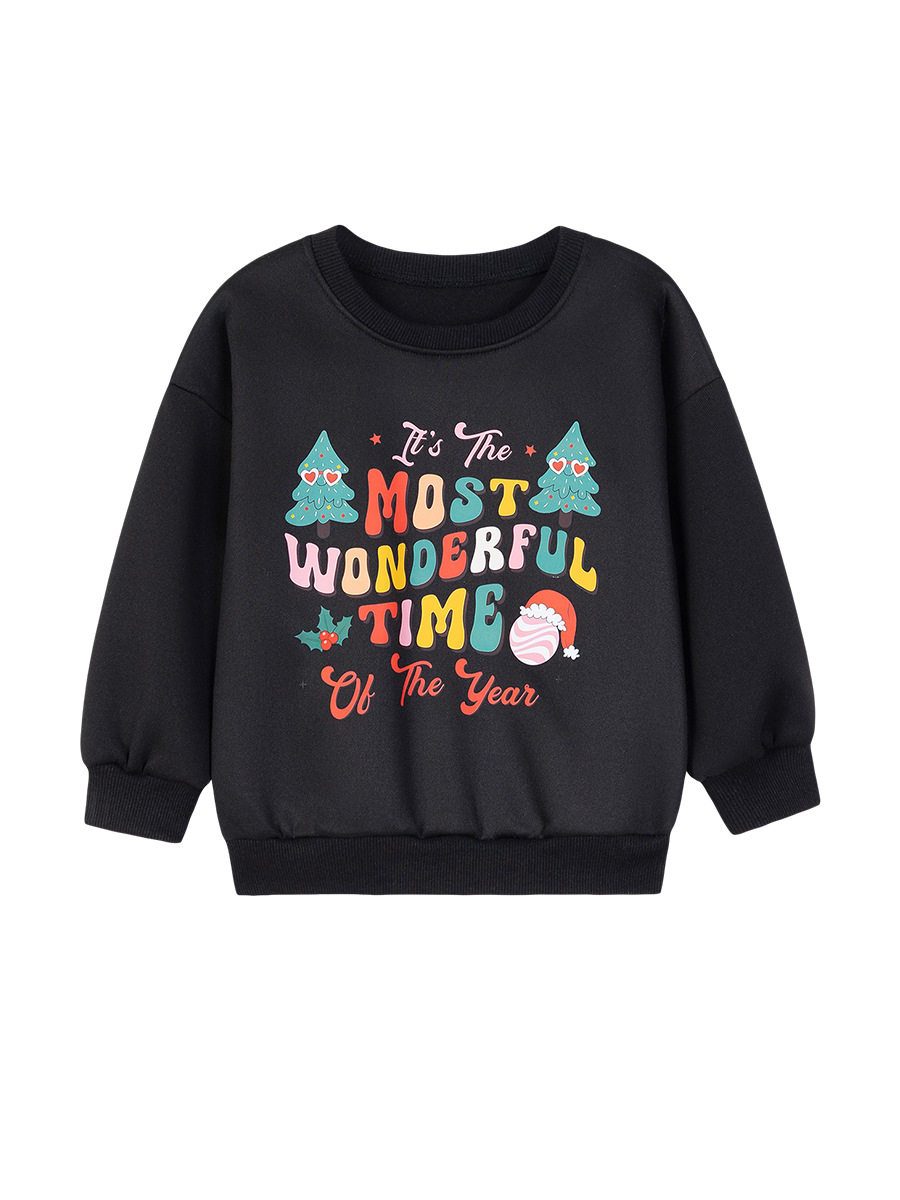 Christmas Girls' Top, Autumn Long-sleeve Kids' Hoodie, Fleece-lined Girls' Hoodie