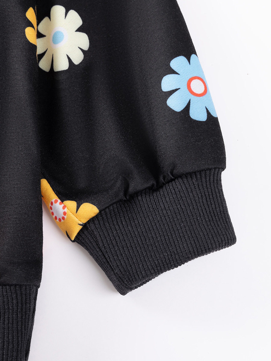 Girls' Autumn Hoodie, Kids' Hooded Sweatshirt, Cute Floral Top