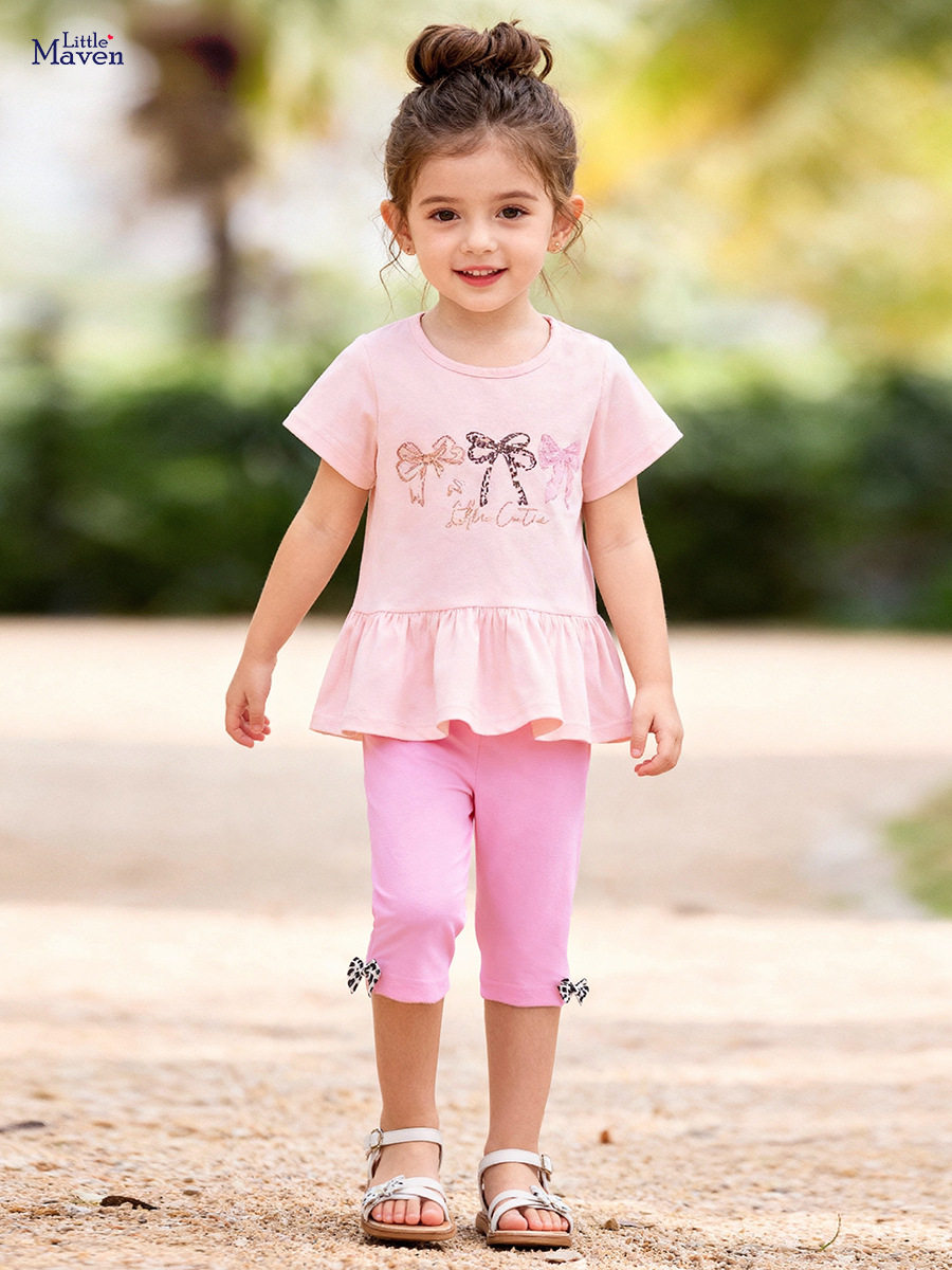 New Summer Girls' Set, [Style] Kids' Outfit, Cute Short-sleeve Baby Set