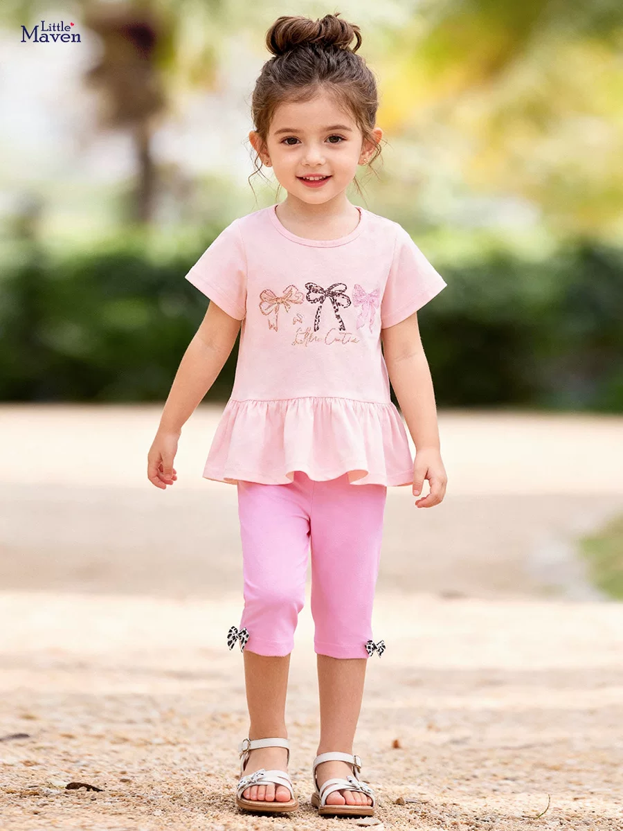 New Summer Girls' Set, [Style] Kids' Outfit, Cute Short-sleeve Baby Set