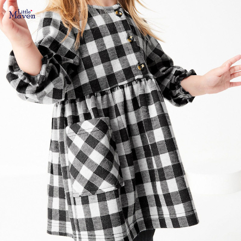 Custom-made, Kids' Dress, New Autumn Children's Clothing Kids' Dress, Plaid Long-sleeve Girls' Dress