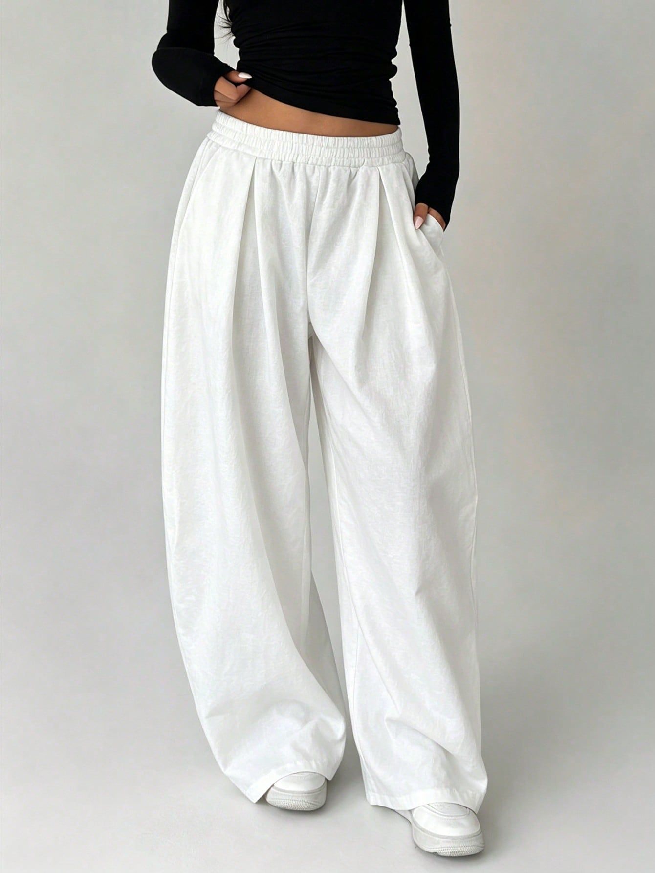 Lightweight Womens Casual Loose Fit Trousers Elastic Waist Versatile Style Summer Wear Ready to Ship