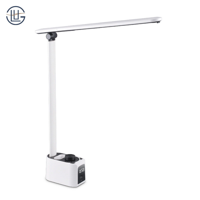 New table lamp factory knob brightness adjustment USB fast charge multi-color temperate calendar Pen Holder led eye protection table lamp
