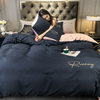 Wholesale new luxury solid color sanding four-piece student dormitory wedding bedding cotton embroidery quilt cover